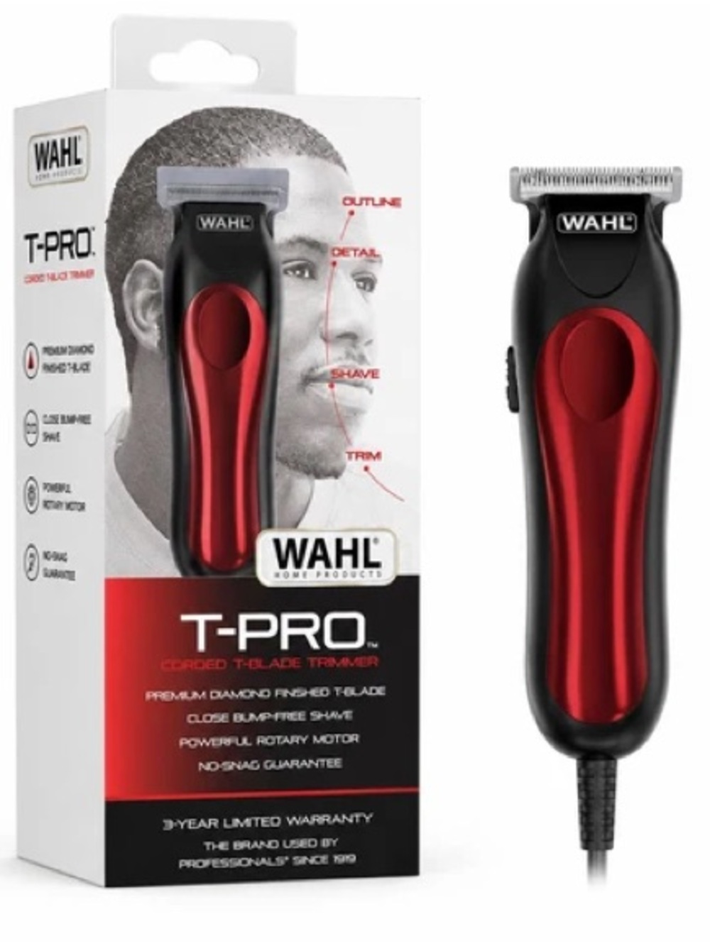 Wahl T-PRO Corded Trimmer in Red and Black